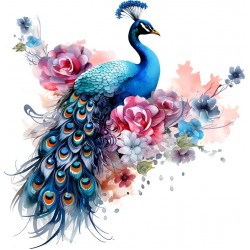Sticker decorativ, Paun, Albastru, 62 cm, 1345STK