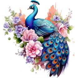 Sticker decorativ, Paun, Multicolor, 64 cm, 1345STK-2