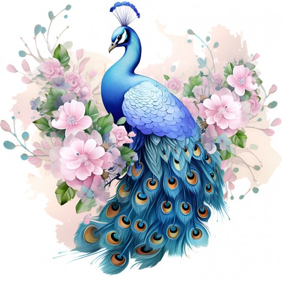 Sticker decorativ, Paun, Roz, 60 cm, 1345STK-1 Sticker decorativ, Paun, Roz, 60 cm, 1345STK-1
