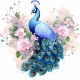 Sticker decorativ, Paun, Roz, 60 cm, 1345STK-1 Sticker decorativ, Paun, Roz, 60 cm, 1345STK-1