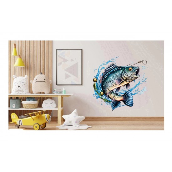 Sticker decorativ, Peste, Albastru, 63 cm, 1273STK