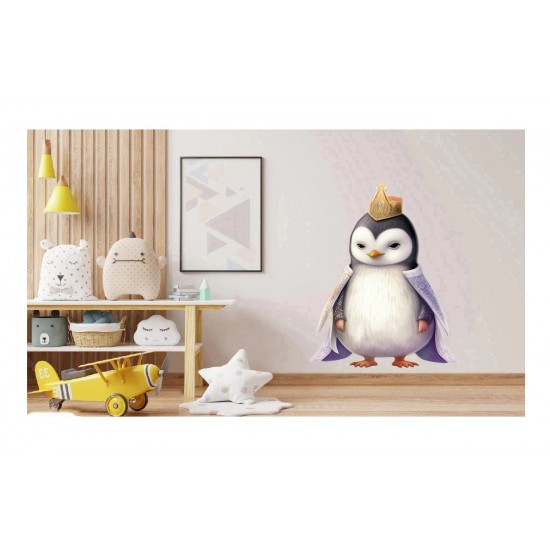 Sticker decorativ, Pinguin Rege, Alb, 79 cm, 1277STK-8 Sticker decorativ, Pinguin Rege, Alb, 79 cm, 1277STK-8