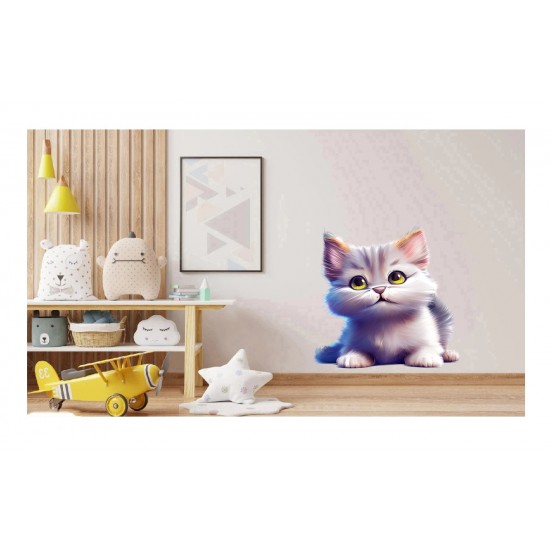 Sticker decorativ, Pisica, Alb, 67 cm, 1218STK