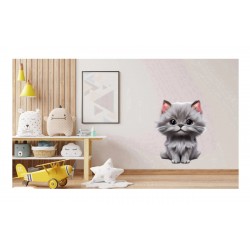 Sticker decorativ, Pisica, Gri, 73 cm, 1220STK