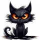 Sticker decorativ, Pisica, Negru, 1366STK-11
