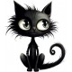 Sticker decorativ, Pisica, Negru, 1366STK-6