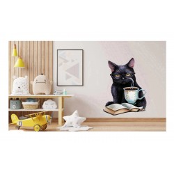 Sticker decorativ, Pisica, Negru, 85 cm, 1258STK-2