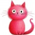 Sticker decorativ, Pisica, Roz, 61 cm, 1358STK-6