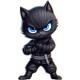 Sticker decorativ, Pisica Supererou, Negru, 90 cm, 1318STK-1 Sticker decorativ, Pisica Supererou, Negru, 90 cm, 1318STK-1