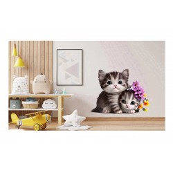 Sticker decorativ, Pisicute, Alb, 76 cm, 1251STK