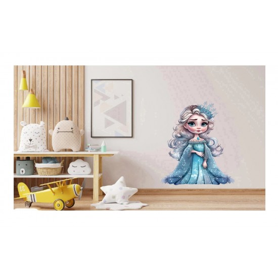 Sticker decorativ, Printesa Elsa, Albastru, 75 cm, 1269STK