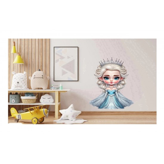 Sticker decorativ, Printesa Elsa, Albastru, 80 cm, 1269STK-2 Sticker decorativ, Printesa Elsa, Albastru, 80 cm, 1269STK-2