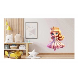 Sticker decorativ, Printesa, Roz, 89 cm, 1264STK-4