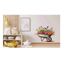 Sticker decorativ, Roaba cu Flori, Multicolor, 62 cm, 1261STK-4