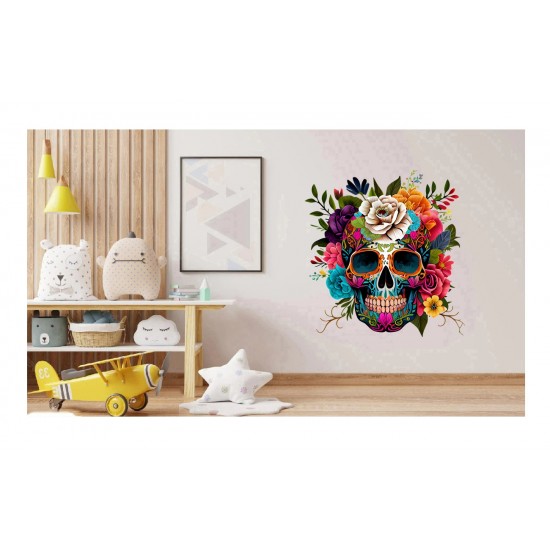 Sticker decorativ, Sugar Skull, Multicolor, 64 cm, 1201STK-1