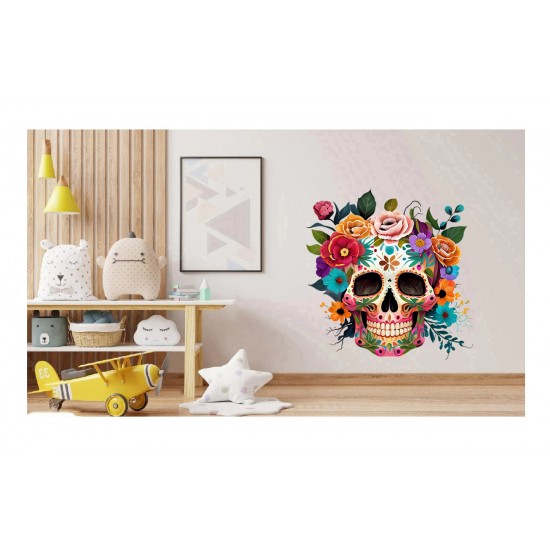 Sticker decorativ, Sugar Skull, Multicolor, 64 cm, 1201STK-2