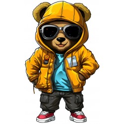 Sticker decorativ, Teddy Hip Hop, Galben, 90 cm, 1332STK