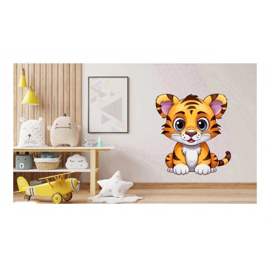 Sticker decorativ, Tigru, Portocaliu, 70 cm, 1293STK-6