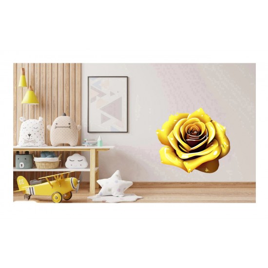 Sticker decorativ, Trandafir, Galben, 64 cm, 1246STK