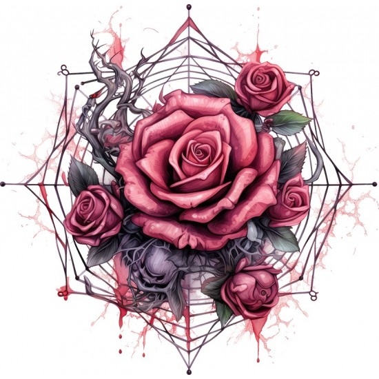 Sticker decorativ, Trandafiri, Roz, 61 cm, 1343STK-17