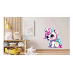 Sticker decorativ, Unicorn, Alb, 75 cm, 1202STK-5 Sticker decorativ, Unicorn, Alb, 75 cm, 1202STK-5