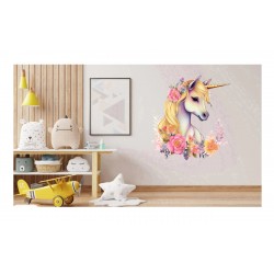 Sticker decorativ, Unicorn, Galben, 61 cm, 1287STK-2 Sticker decorativ, Unicorn, Galben, 61 cm, 1287STK-2