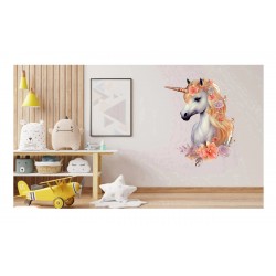 Sticker decorativ, Unicorn, Portocaliu, 70 cm, 1287STK-5 Sticker decorativ, Unicorn, Portocaliu, 70 cm, 1287STK-5