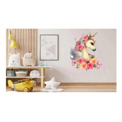 Sticker decorativ, Unicorn, Portocaliu, 77 cm, 1287STK-1
