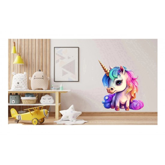Sticker decorativ, Unicorn, Roz, 75 cm, 1202STK-3