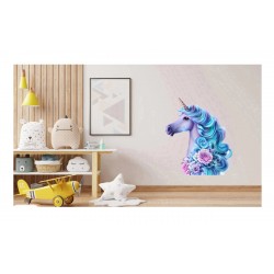 Sticker decorativ, Unicorn, Turcoaz, 67 cm, 1233STK