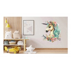 Sticker decorativ, Unicorn, Turcoaz, 70 cm, 1287STK