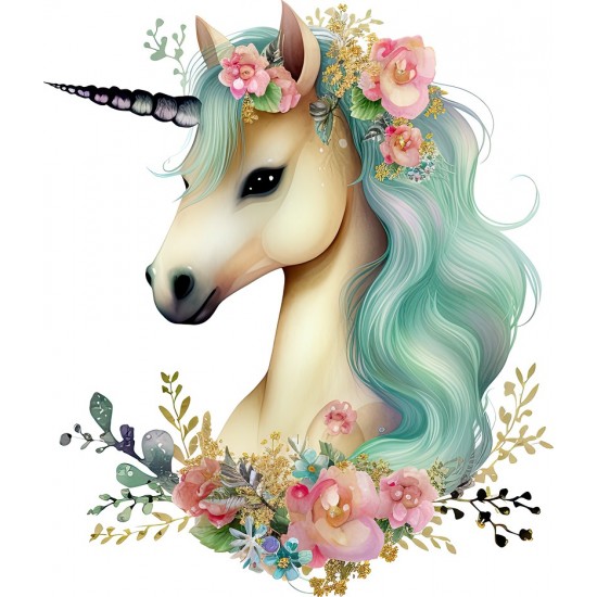 Sticker decorativ, Unicorn, Turcoaz, 70 cm, 1287STK