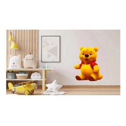 Sticker decorativ, Ursuletul Winnie the Pooh, Galben, 80 cm, 1245STK
