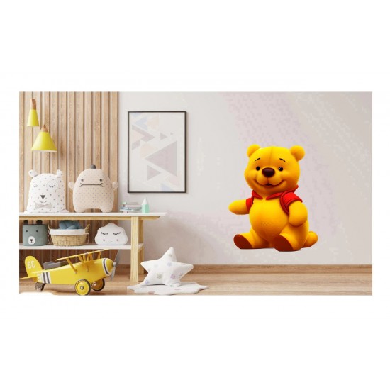 Sticker decorativ, Ursuletul Winnie the Pooh, Galben, 80 cm, 1245STK