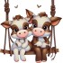 Sticker decorativ, Vacute, Maro, 60 cm, 1267STK-4