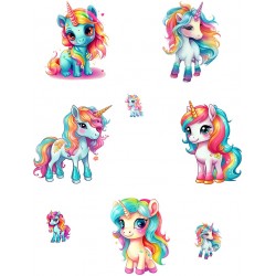 Sticker decorativ Waterproof cu Unicorni,  78x60 cm, 1314STK-2