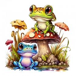 Sticker decorativ cu Broscute, Multicolor, 60 cm, 1200STK-1