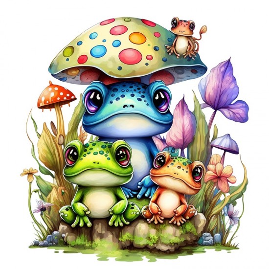 Sticker decorativ cu Broscute, Multicolor, 60 cm, 1200STK-3