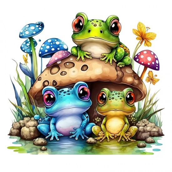 Sticker decorativ cu Broscute, Multicolor, 60 cm, 1200STK